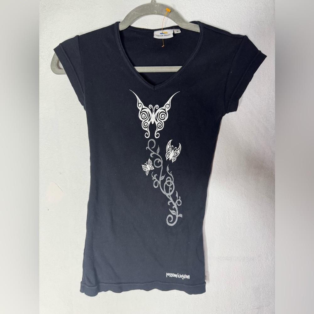 Y/k babydoll tshirt possum kingdom butterflies Texas